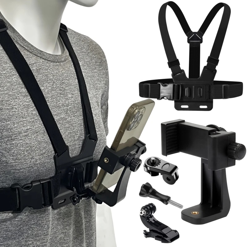 Gopro Action Camera Hero 12 Black - Phone Chest Strap Mount Belt for