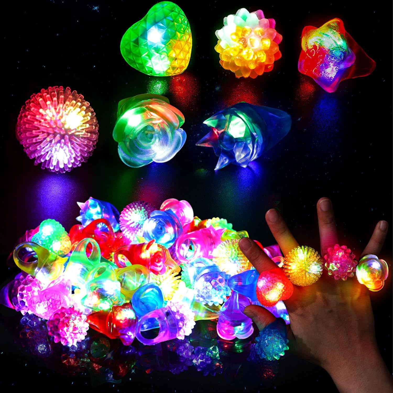 10Pcs LED Light Up Jelly Rings - Led Ring Light 18 ulasan dan harga