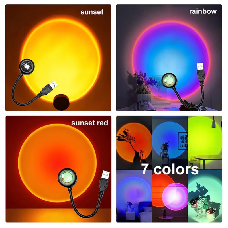 1-4pcs Sunset Lamp LED Rainbow - Photography Lighting Wall ulasan dan harga