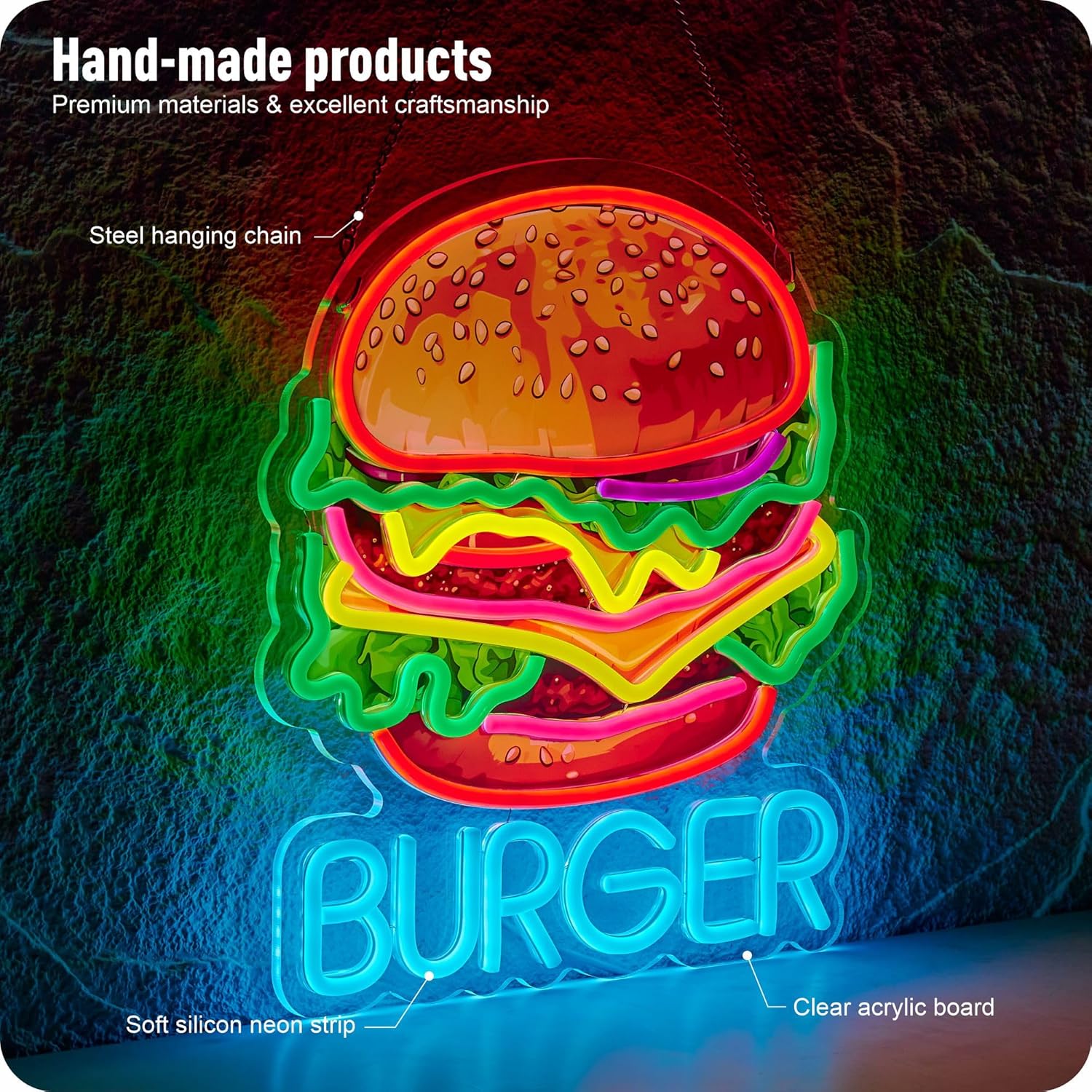 Burger Neon Sign Business Art  - Photography Lighting For Food ulasan dan harga