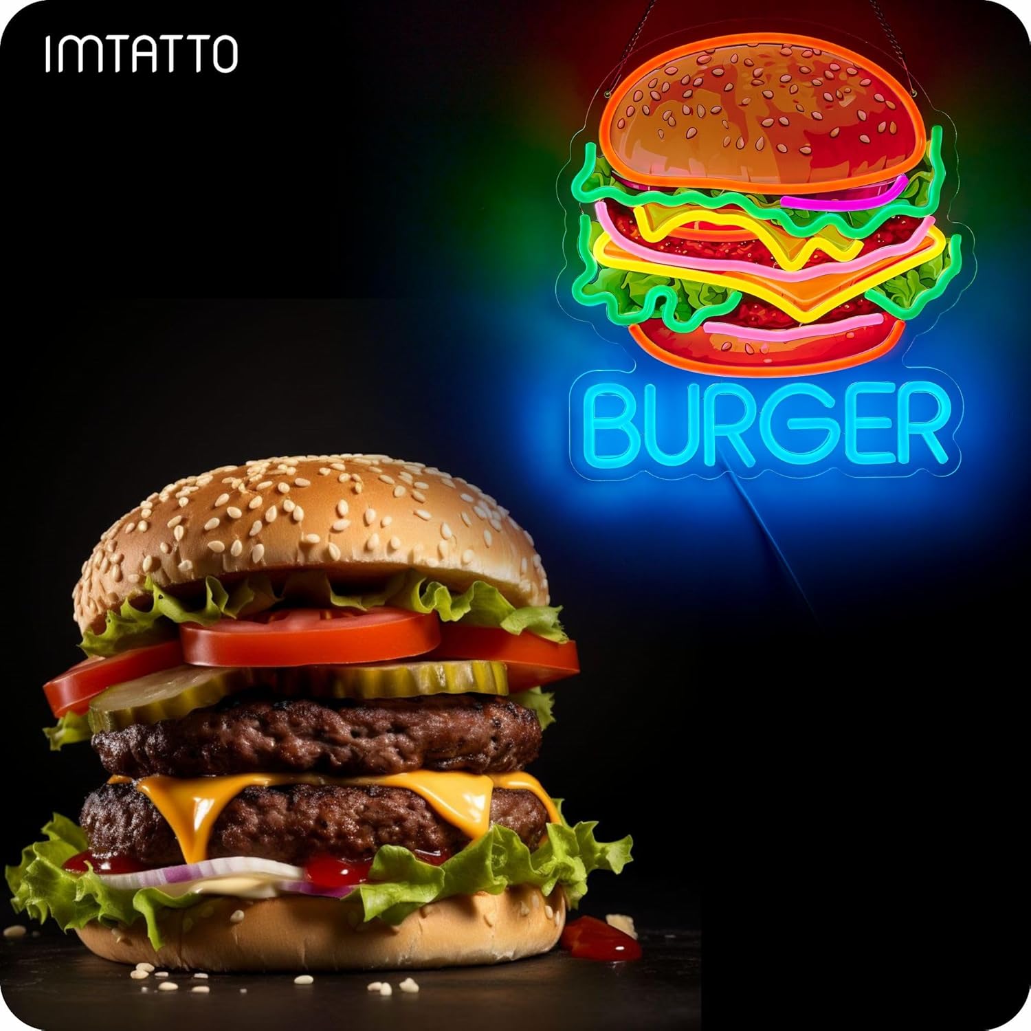Burger Neon Sign Business Art  - Photography Lighting For Food ulasan dan harga