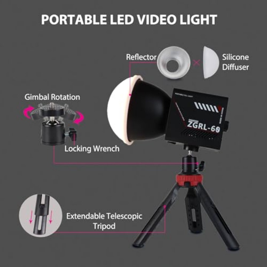 60W COB LED Video Light Handhe - Photography Lighting For Studio ulasan dan harga