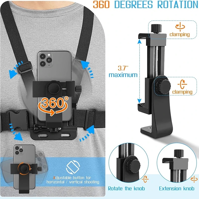 Phone Chest Strap Mount Belt f - Gopro Action Camera Hero 12 Black ulasan dan harga