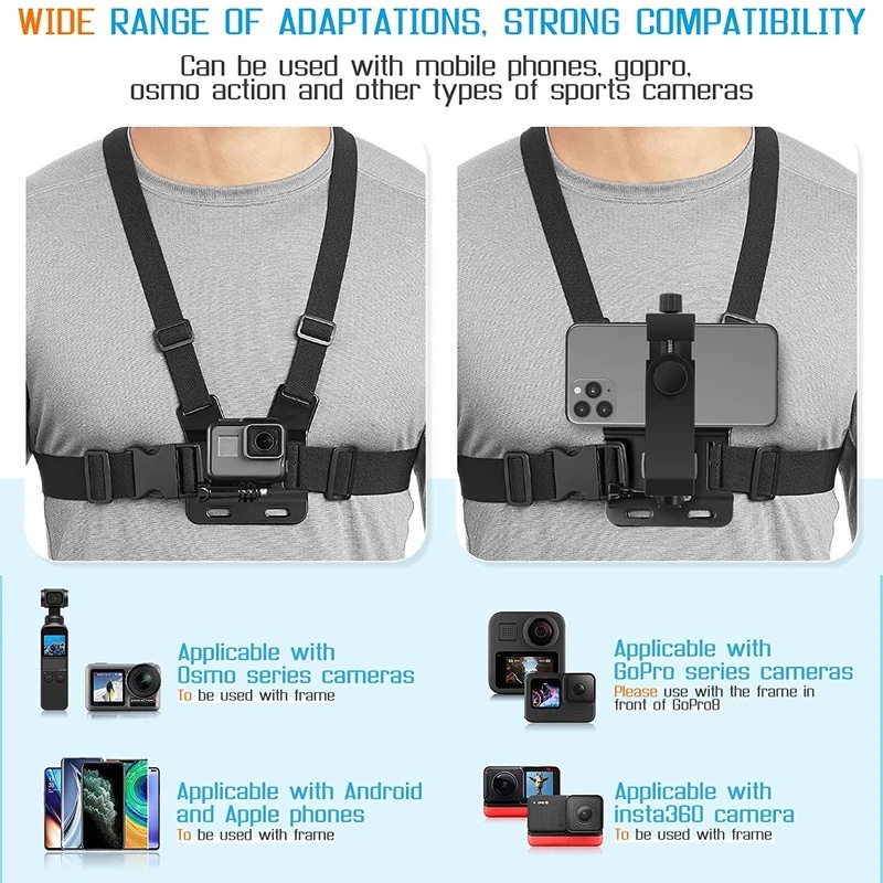 Phone Chest Strap Mount Belt f - Gopro Action Camera Hero 12 Black ulasan dan harga